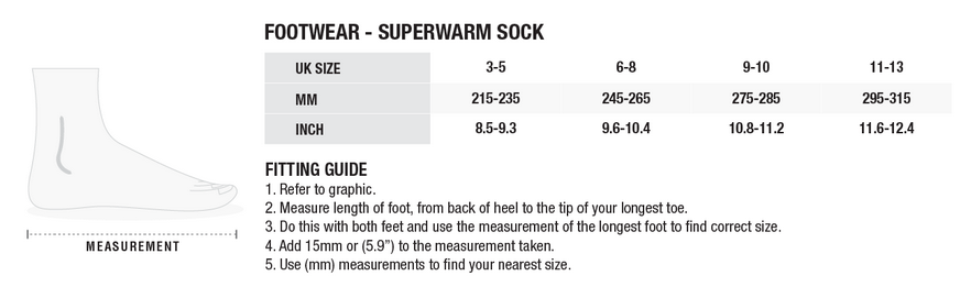 ZHIK SUPERWARM SOCKS 24 0 Size Chart